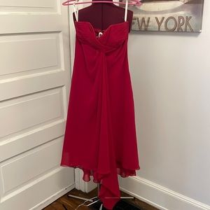 Re strapless polyester bridesmaids dress